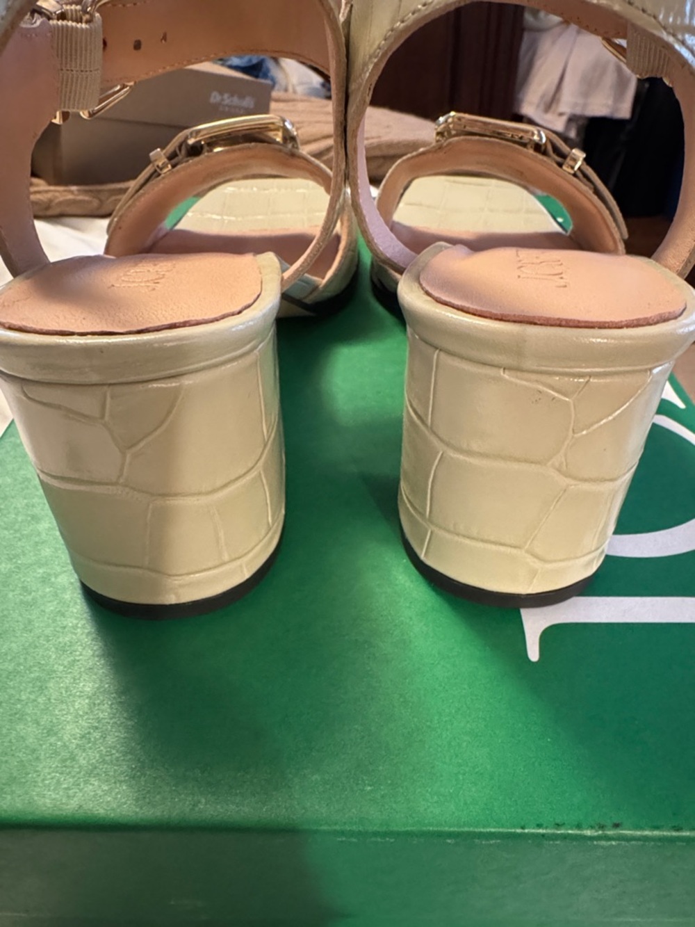 J.Crew Dylan buckle block-heel sandals in croc-embossed Italian leather CC030 - Picture 5 of 12